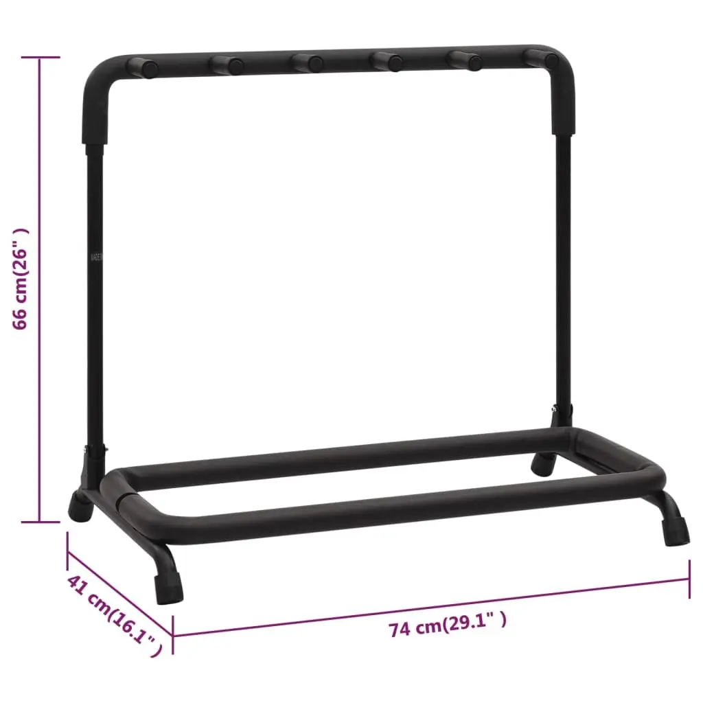 Folding Steel Frame Guitar Stand 5 Section Portable Organizer Black