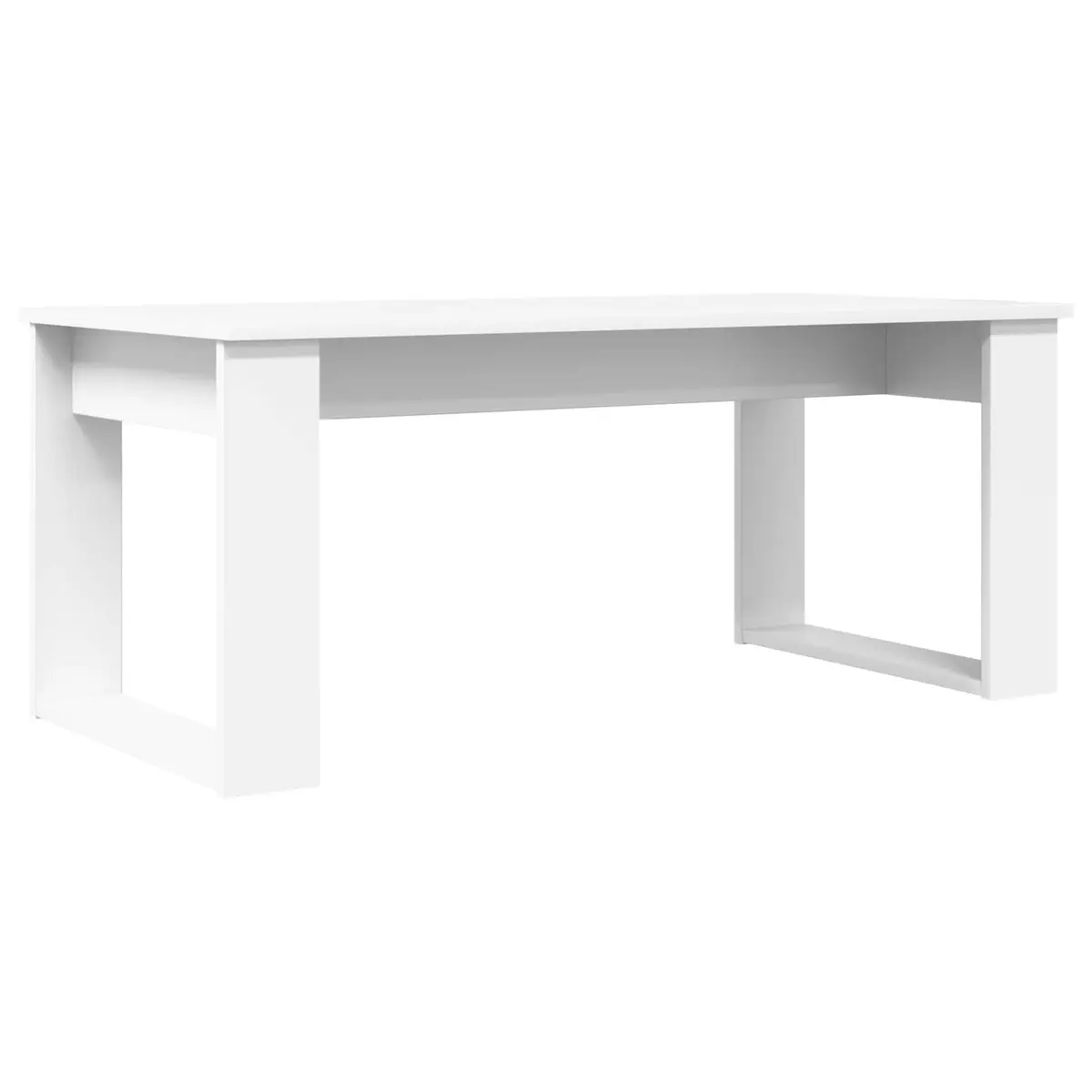 Coffee Table Set Modern White Rectangular 2 Piece