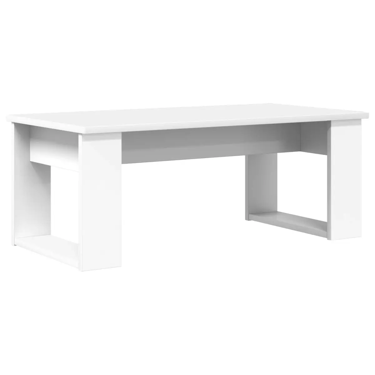 Coffee Table Set Modern White Rectangular 2 Piece