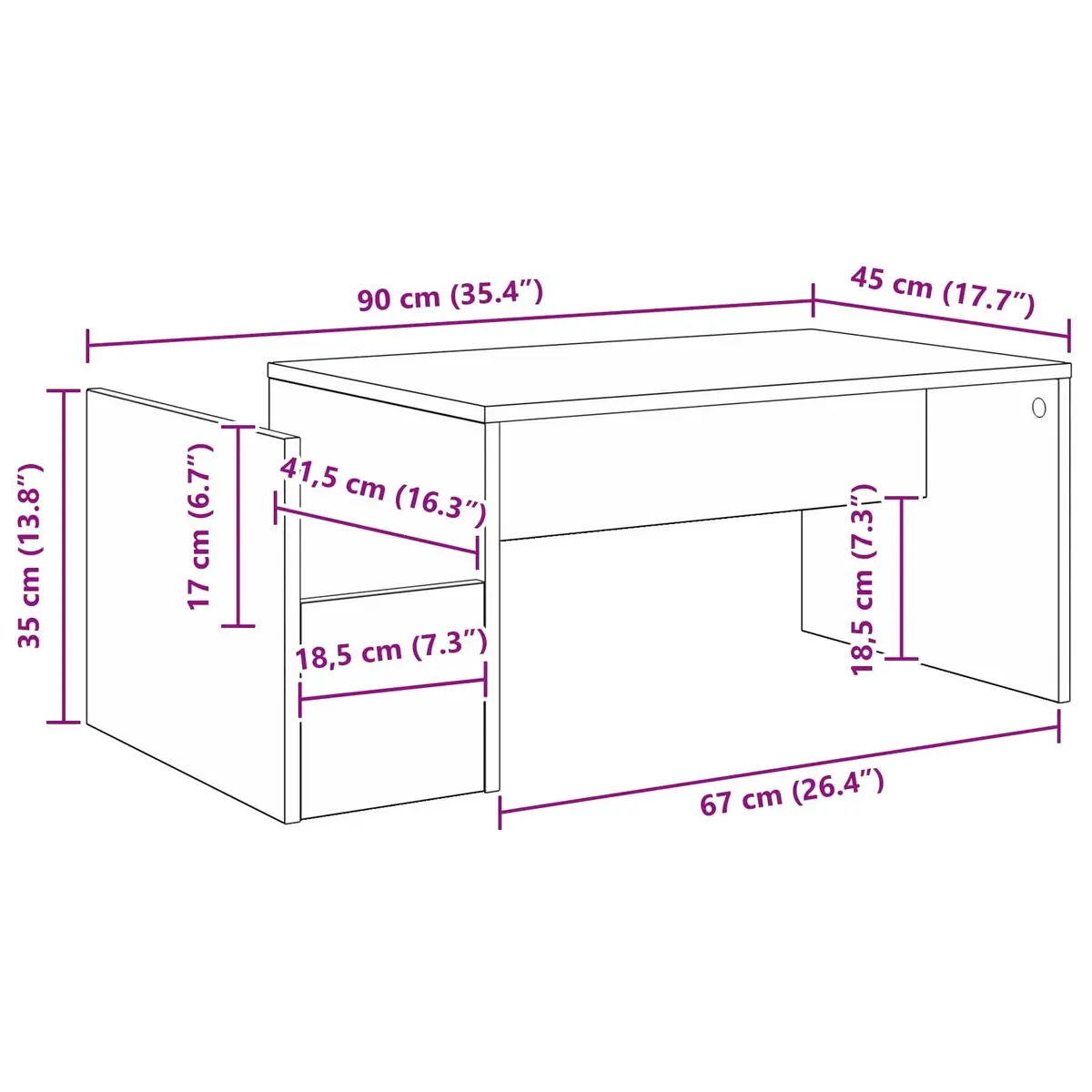 Coffee Table White Rectangular Modern 90x45x35cm