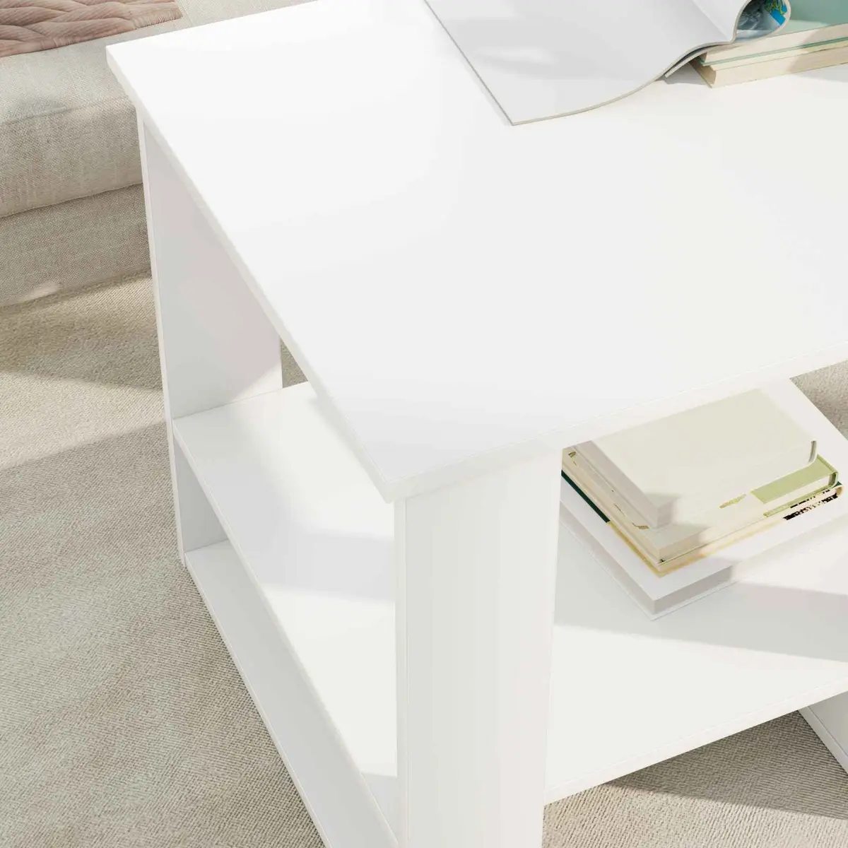 White Coffee Table with Storage