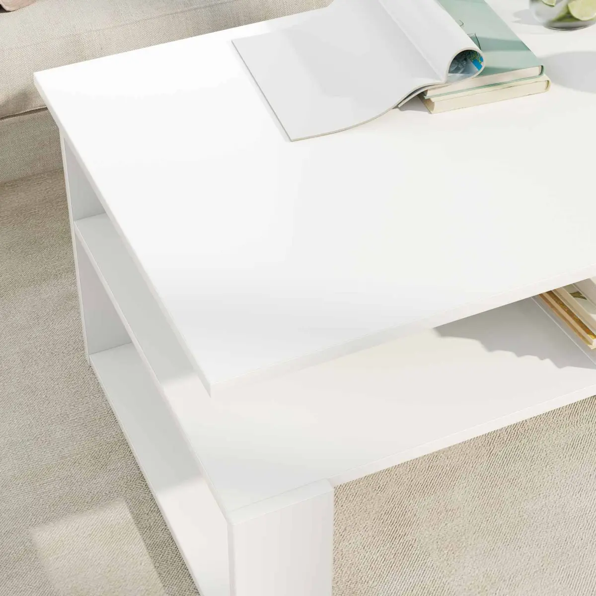 White Coffee Table with Storage Solutions