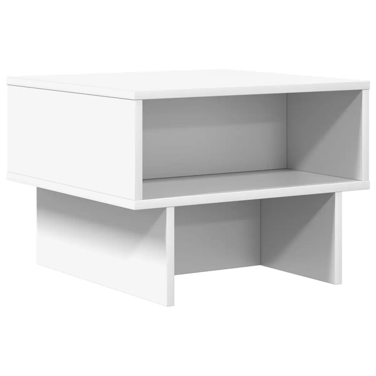 White Coffee Table Modern Living Room Accent Furniture Engineered Wood Storage