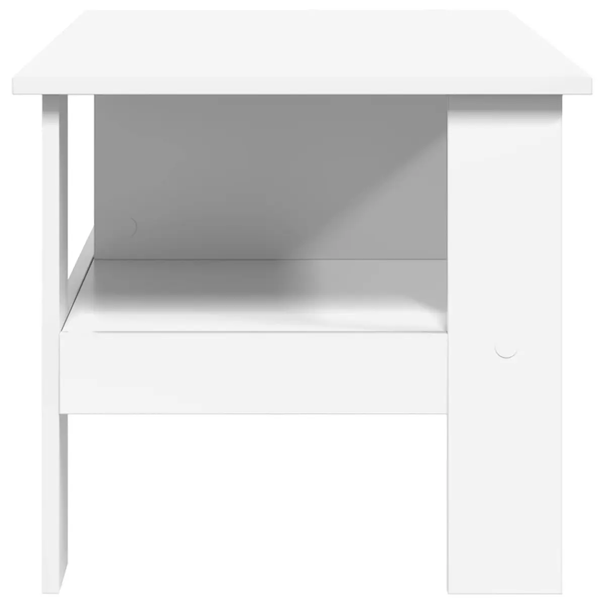 Coffee Table White Modern Engineered Wood Large Surface with Storage Shelves