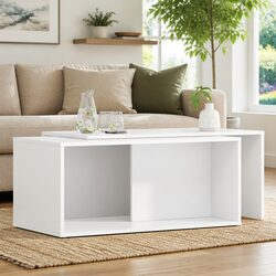 Coffee Table Set 2 Pieces White Modern Lounge Furniture Rectangular Accent