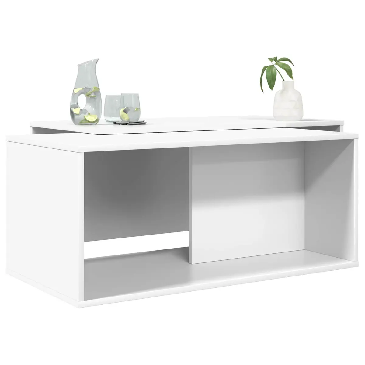 Coffee Table Set 2 Pieces White Rectangular Modern Lounge Furniture