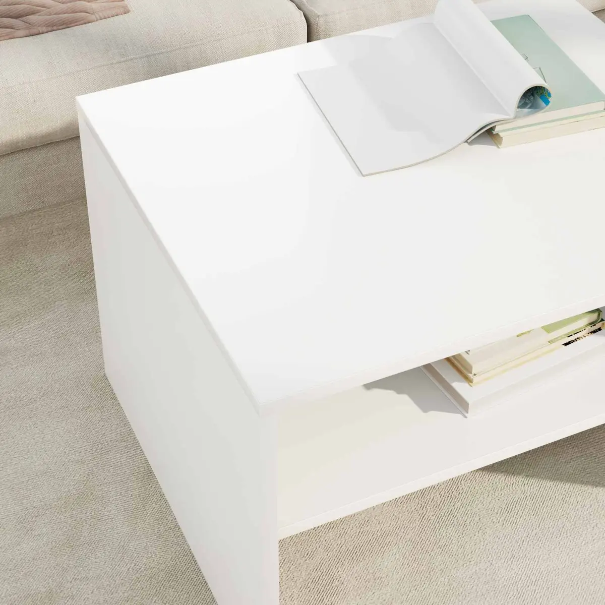 White Coffee Table with Smart Storage Solutions