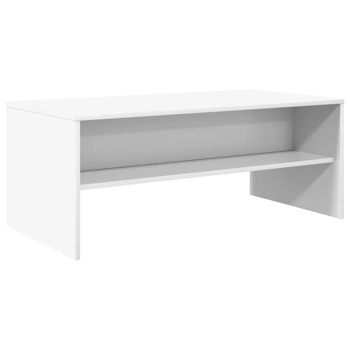 Coffee Table White Rectangular Modern Living Room Accent Engineered Wood Storage