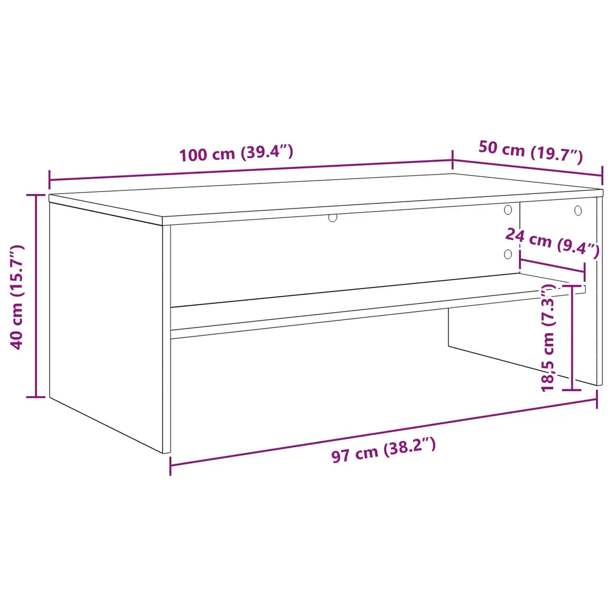 Coffee Table White Rectangular Modern Living Room Accent Engineered Wood Storage