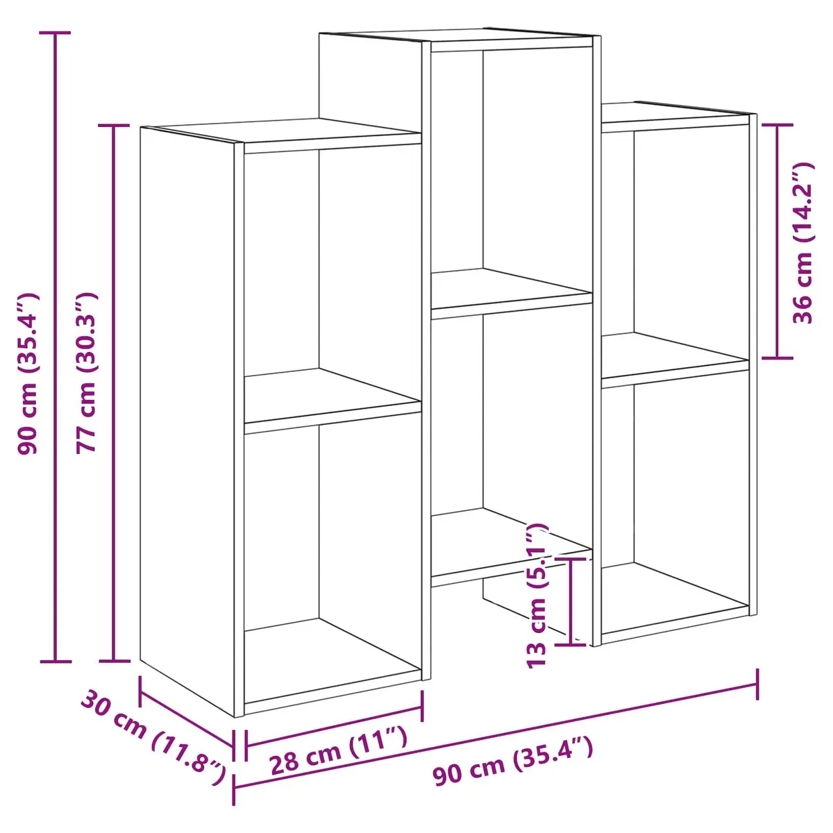 White Modern Sideboard Storage Cabinet Living Room Furniture Shelving Unit 90cm