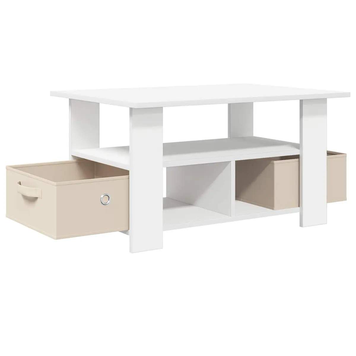 Coffee Table with Drawer White Engineered Wood Living Room Accent Storage