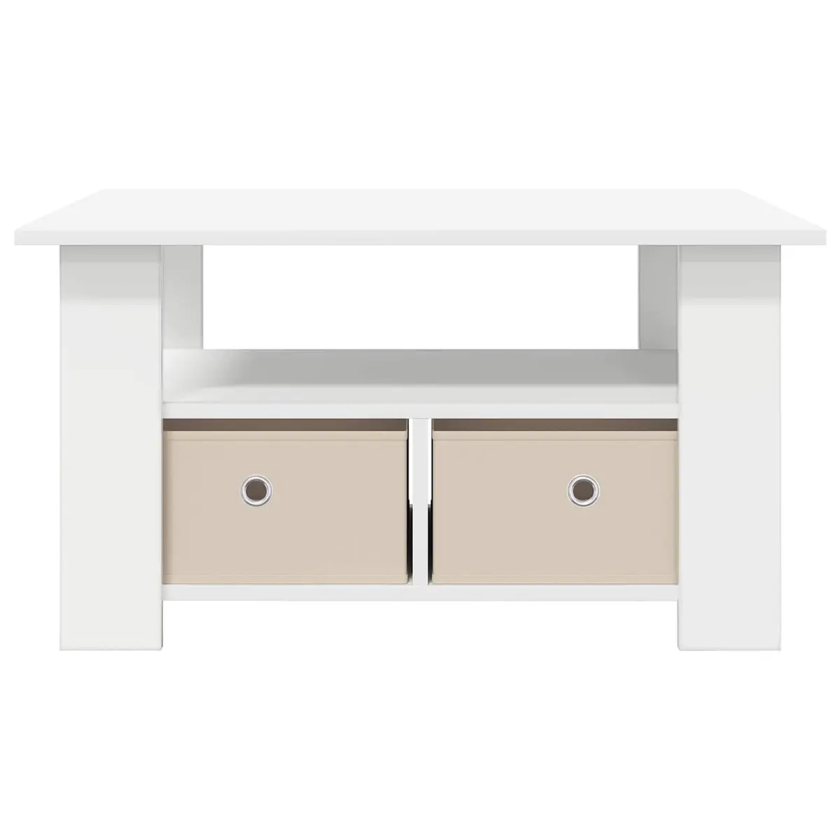 Coffee Table with Drawer White Engineered Wood Living Room Accent Storage