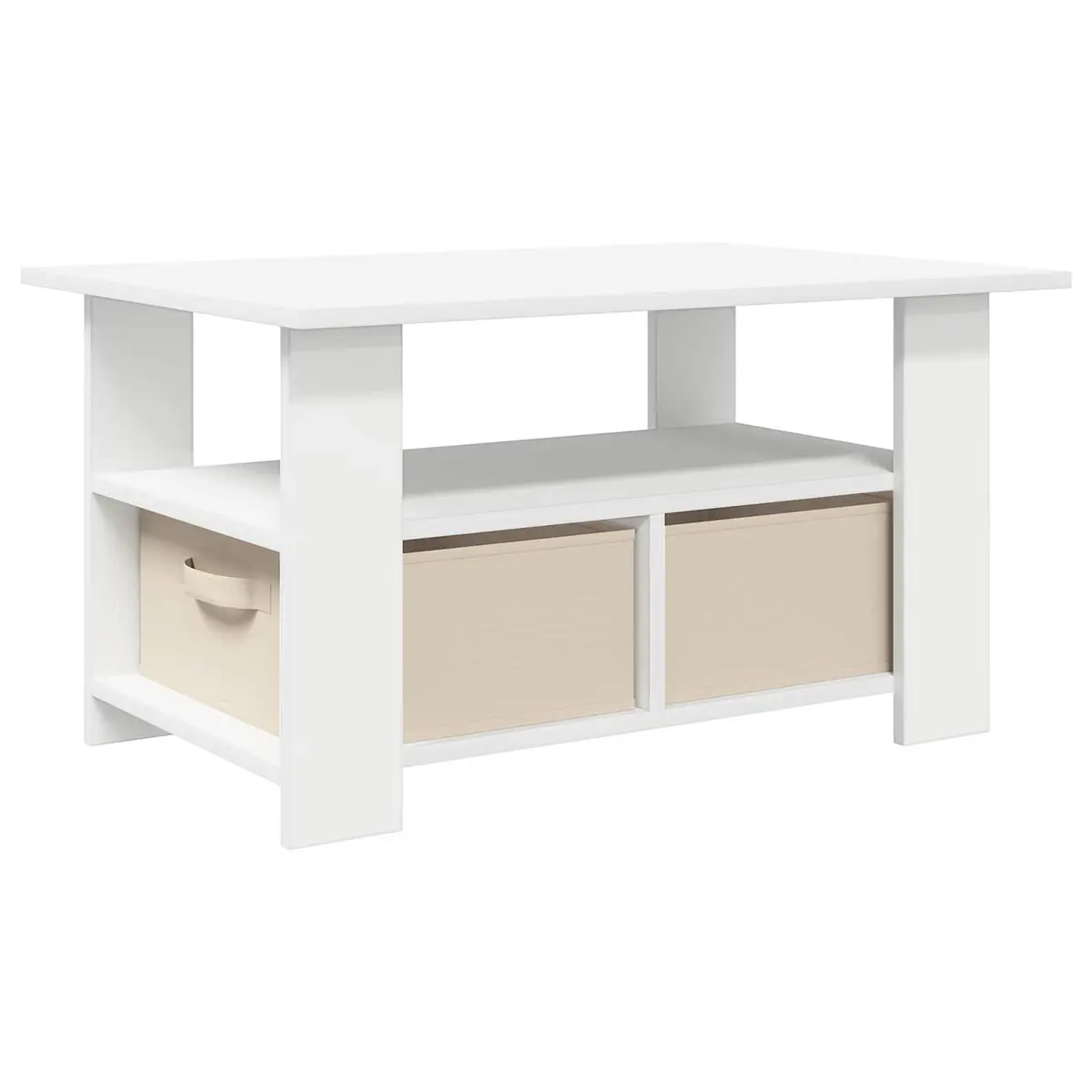 Coffee Table with Drawer White Engineered Wood Living Room Accent Storage