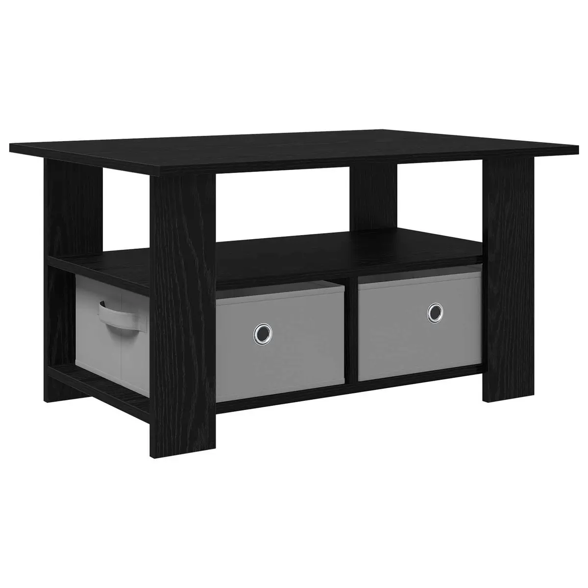 Coffee Table Black Modern Living Room Furniture Engineered Wood Storage Drawers