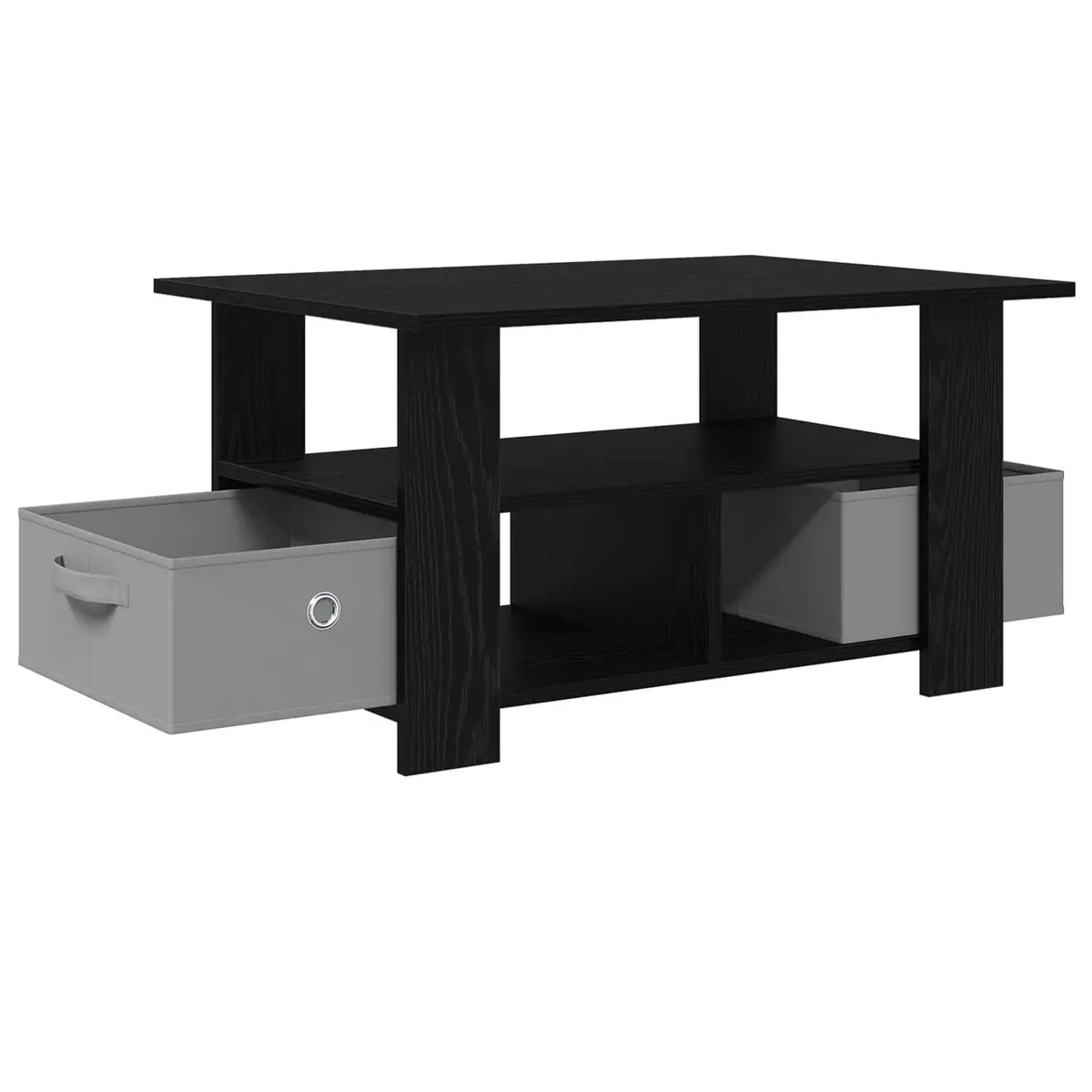 Coffee Table Black Modern Living Room Furniture Engineered Wood Storage Drawers