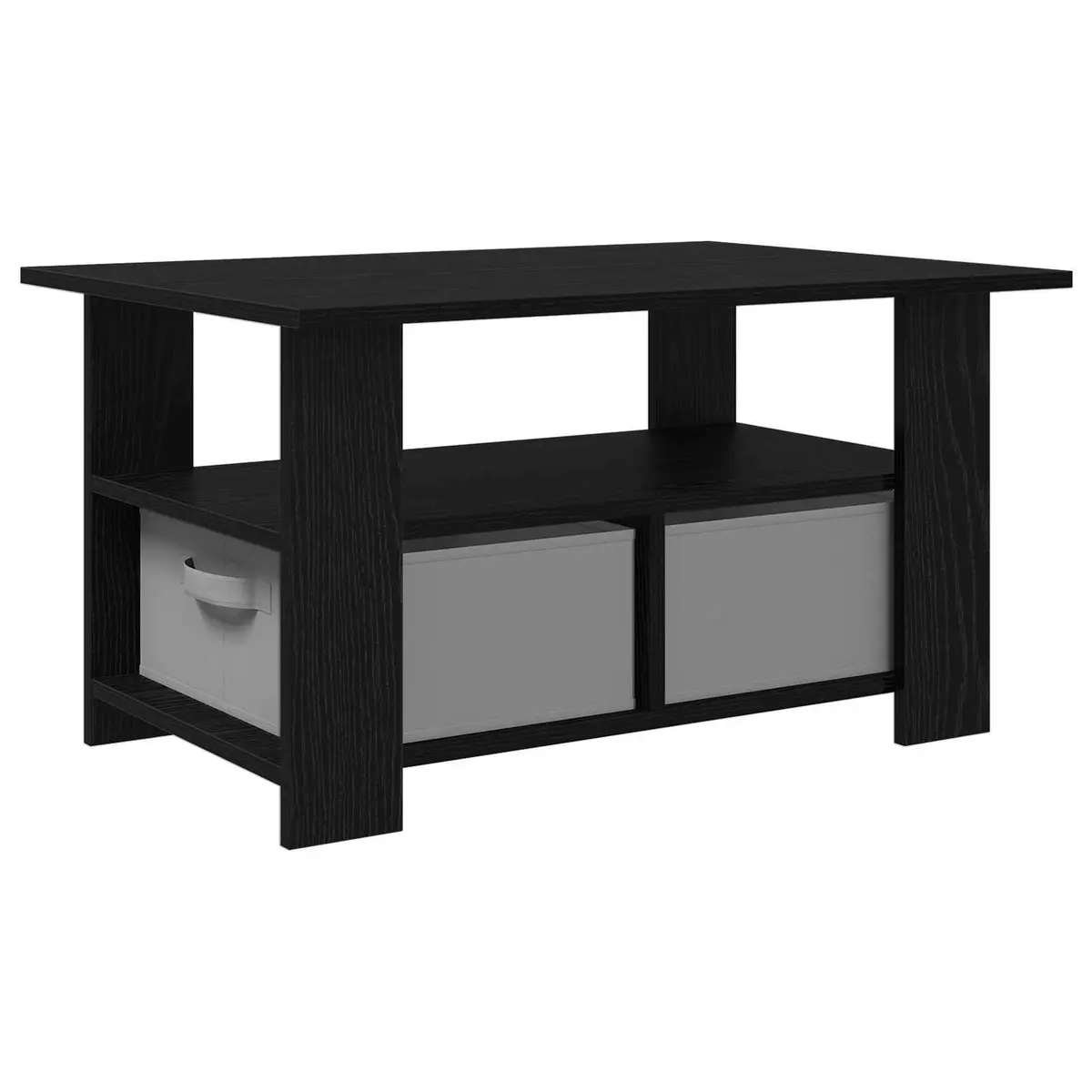 Coffee Table Black Modern Living Room Furniture Engineered Wood Storage Drawers