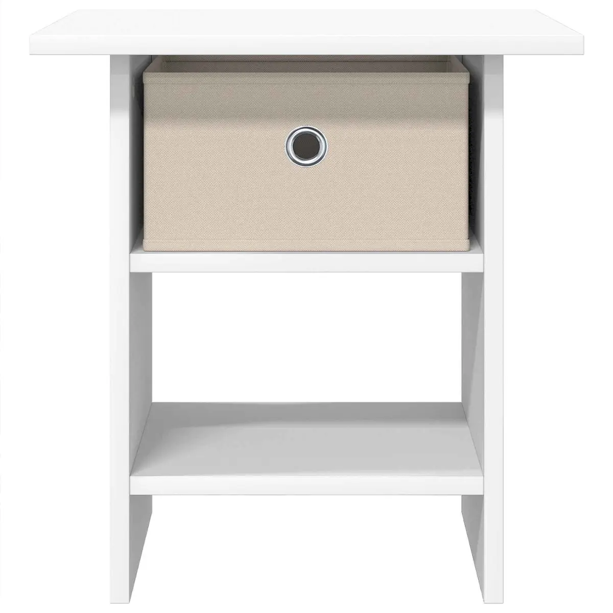 Bedside Table Modern White 2 pcs Compact Storage Drawer Shelf