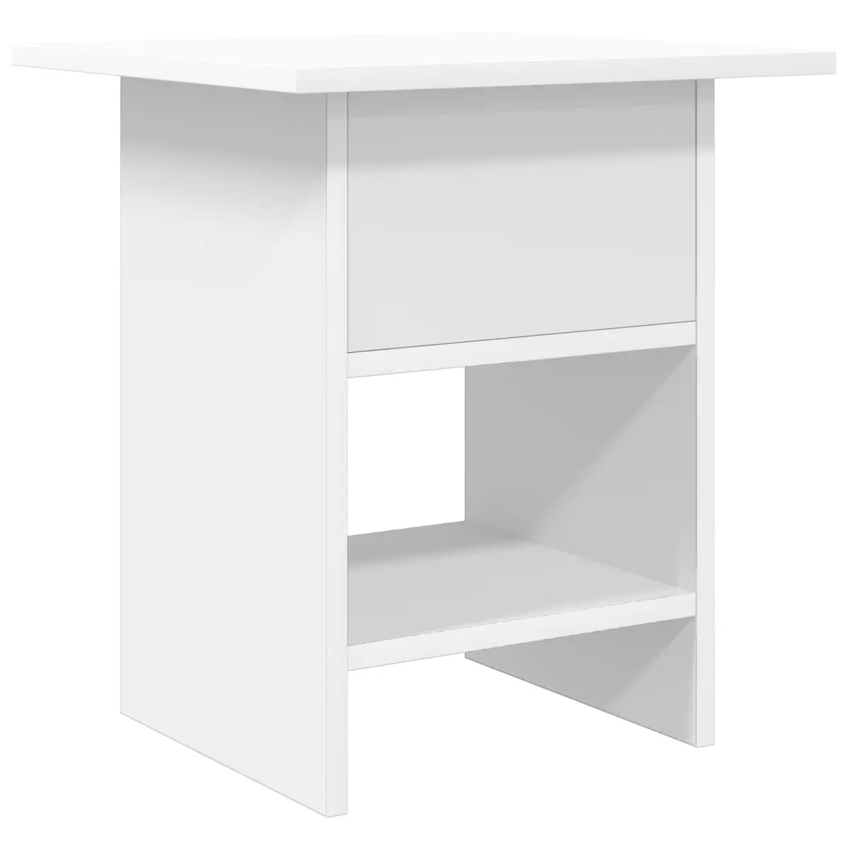 Bedside Table Modern White 2 pcs Compact Storage Drawer Shelf