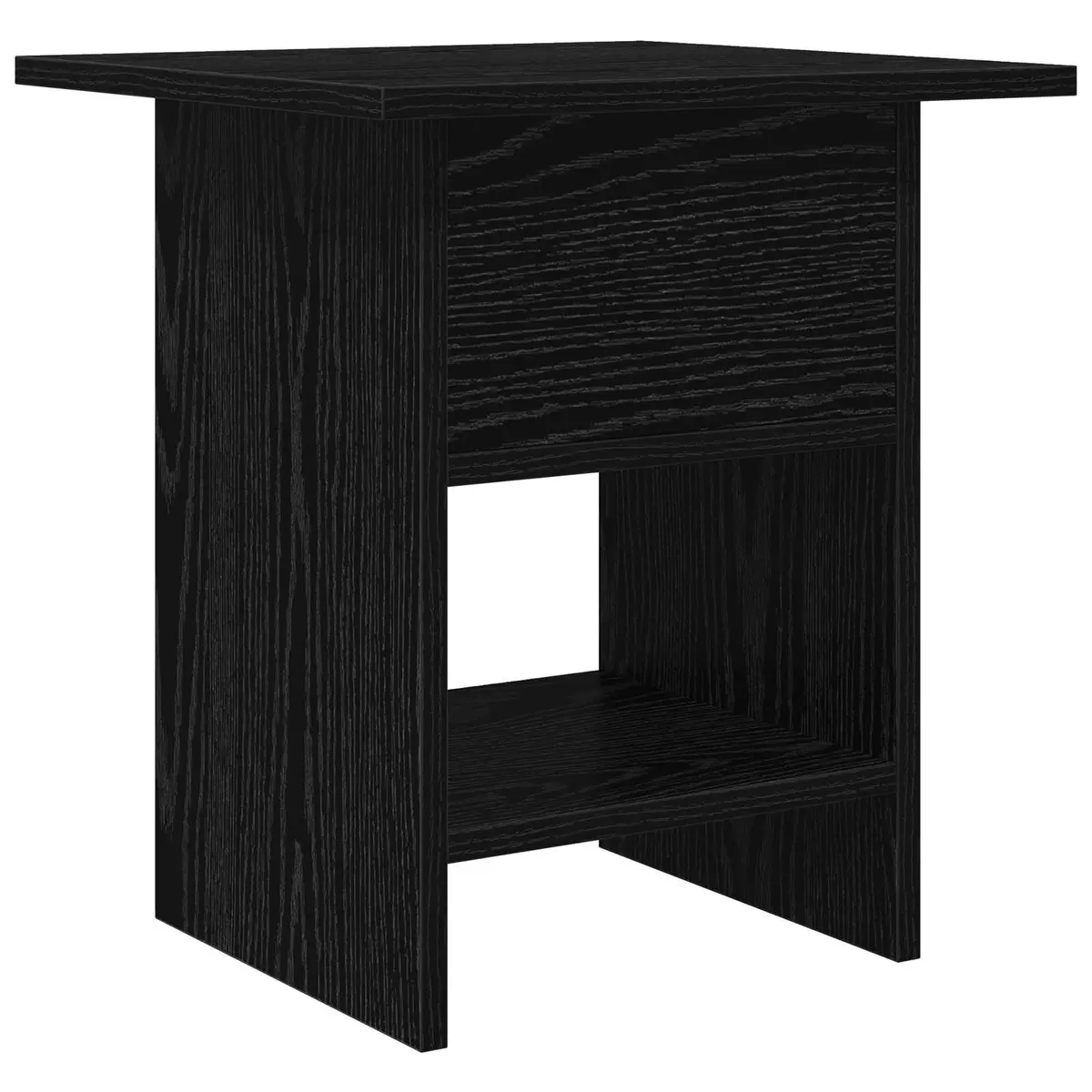 Bedside Table 2 pcs Black Modern Design Compact Bedroom Storage Nightstand