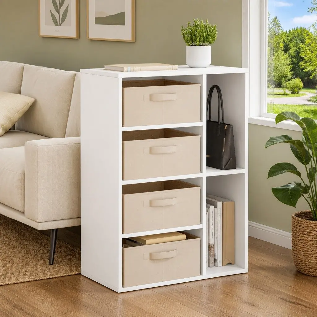 Sideboard Storage Cabinet Modern White Engineered Wood 60 x 33.5 x 84 cm