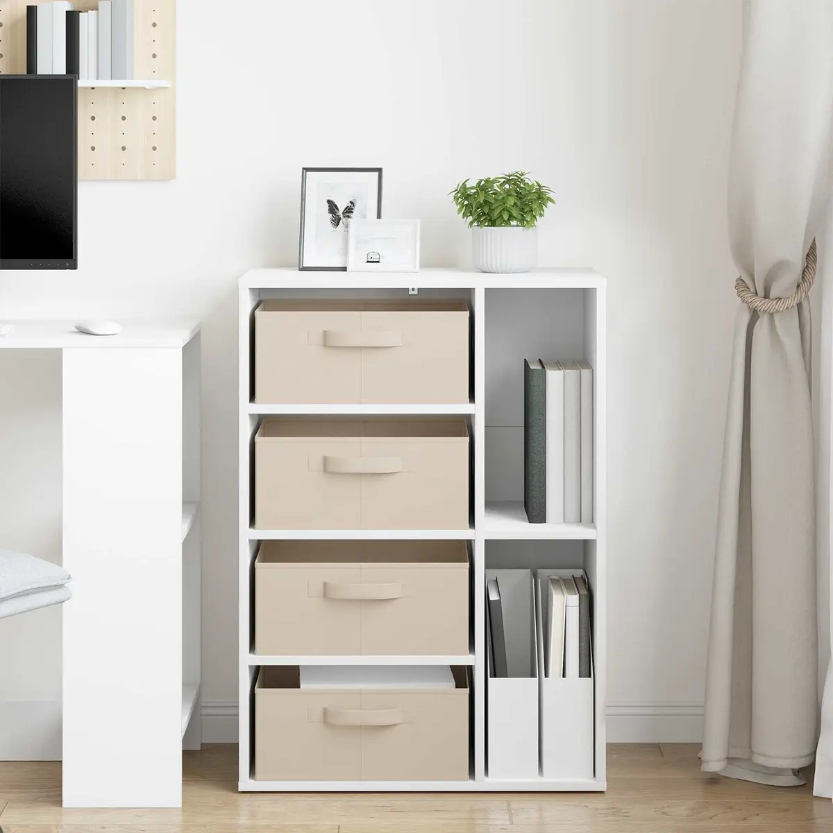 Sideboard Storage Cabinet Modern White Engineered Wood 60 x 33.5 x 84 cm