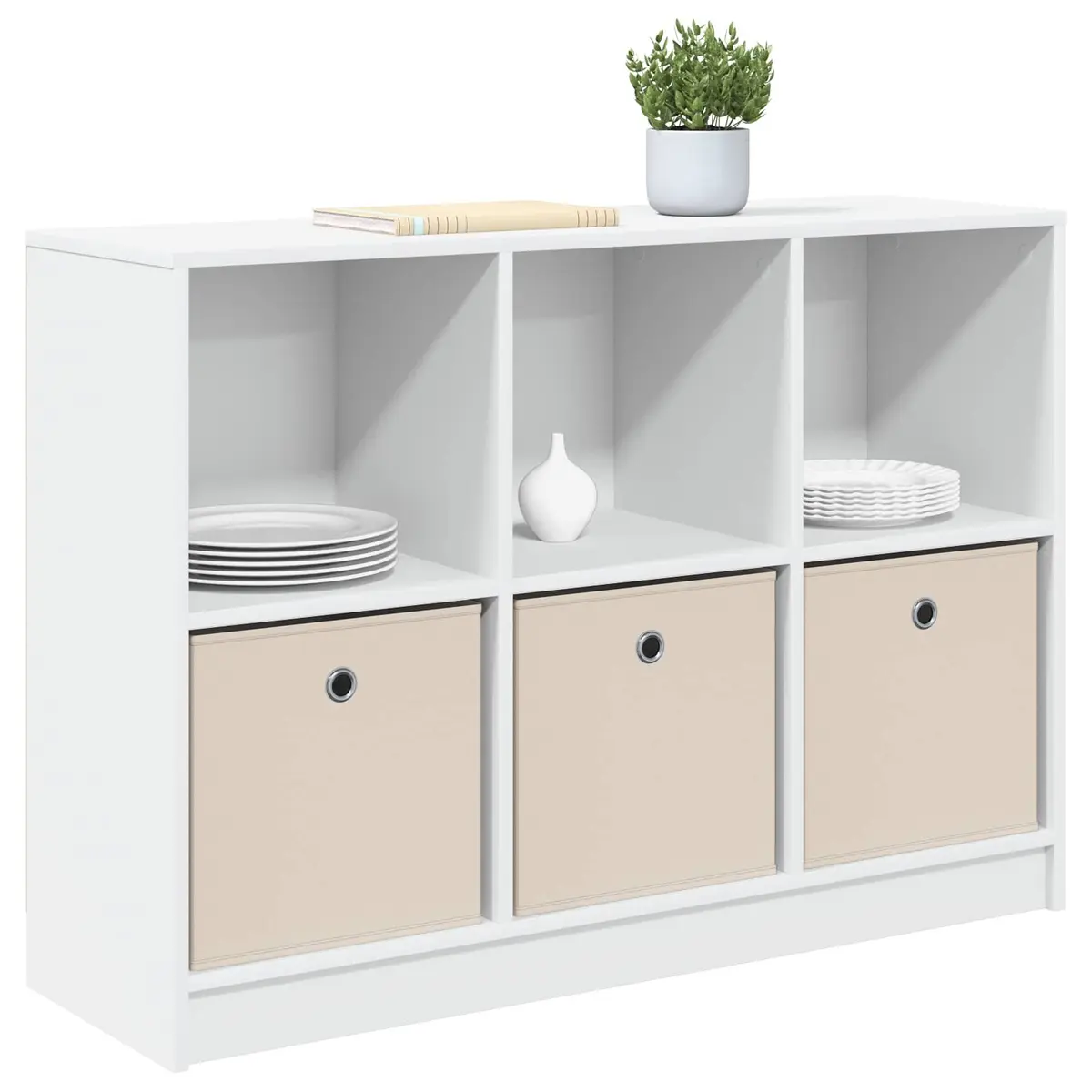 White Sideboard Modern Storage Cabinet 102 x 32 x 73.5 cm
