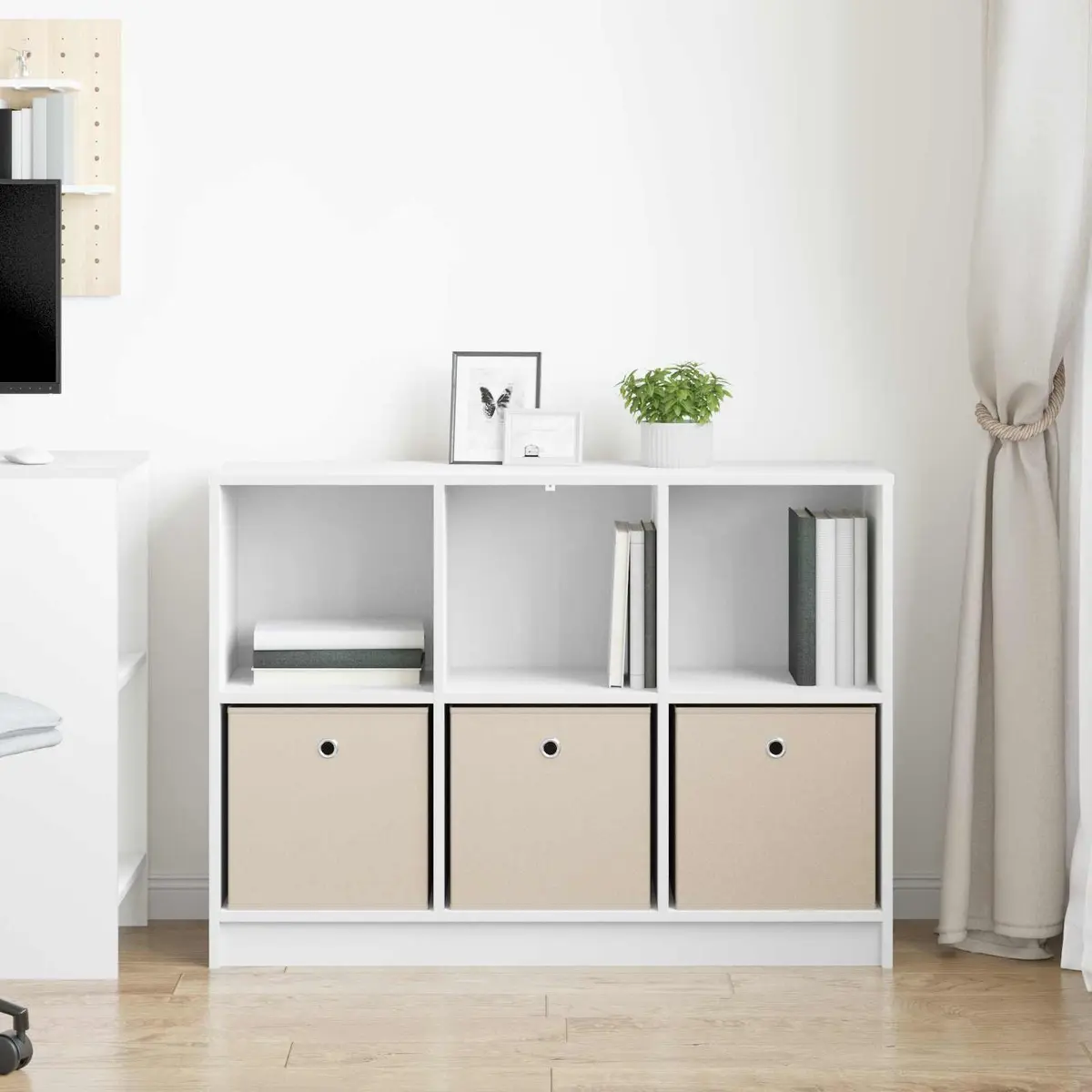 White Sideboard Modern Storage Cabinet 102 x 32 x 73.5 cm