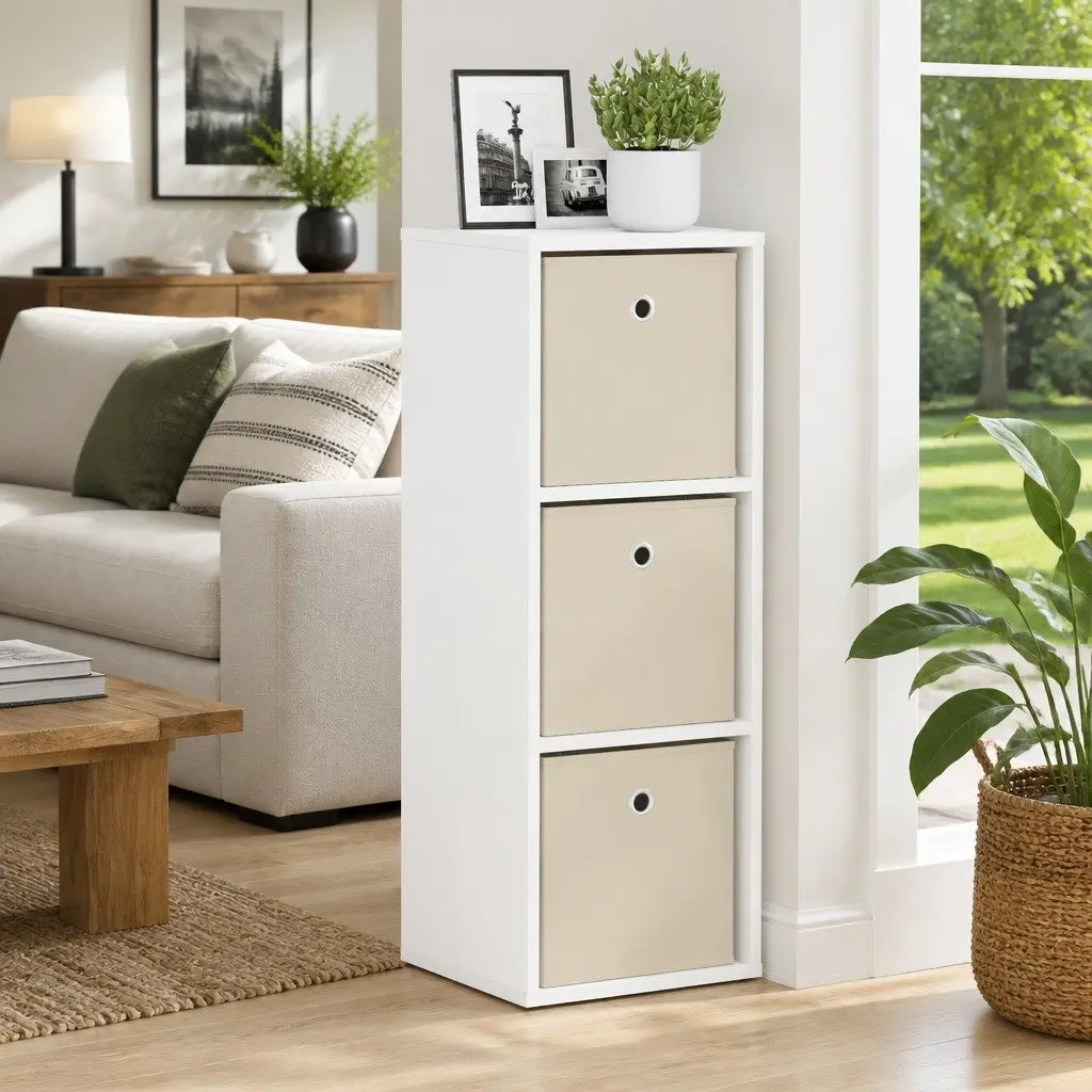 Sideboard White Modern Storage Cabinet with Drawer Shelves Living Room Buffet