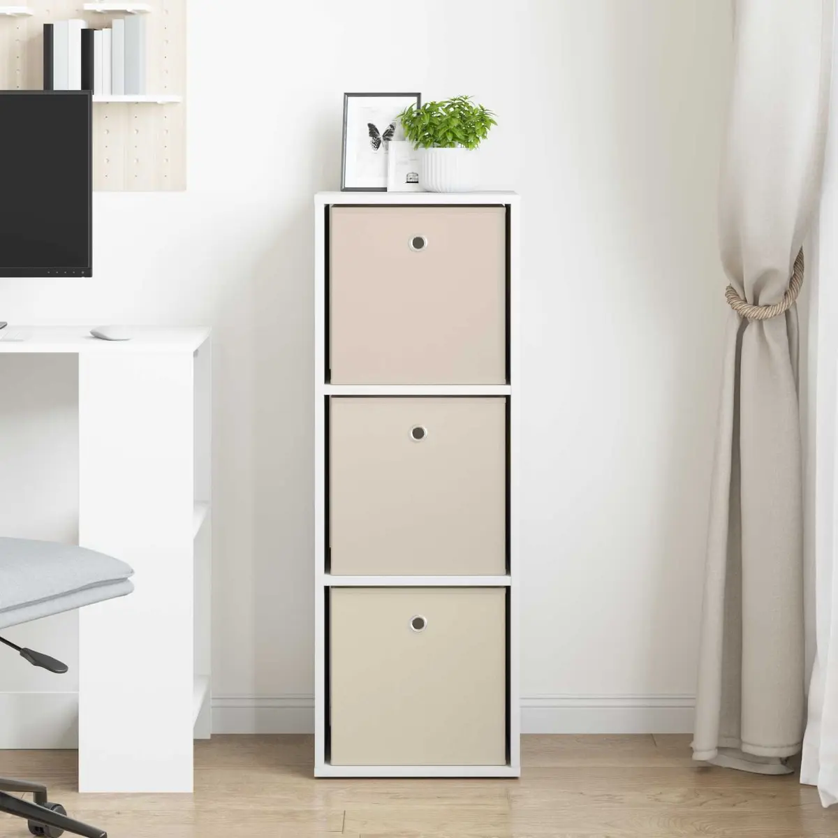 White Sideboard Modern Storage Cabinet 35 x 32 x 99.5 cm