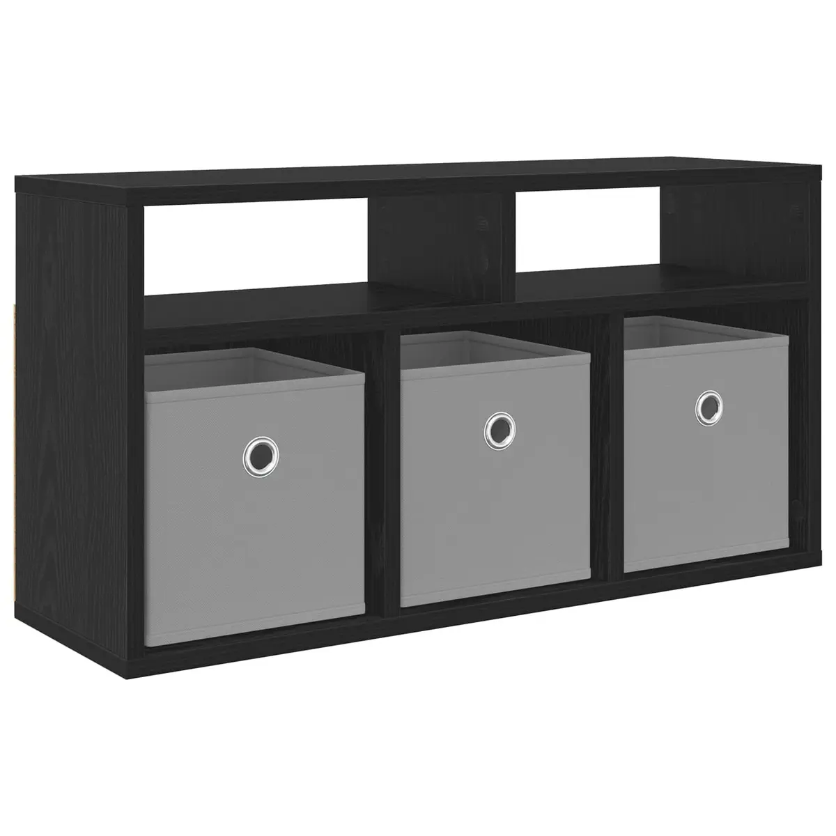 Lowboard TV Unit Modern Black Oak Storage Furniture 72 x 22.5 x 38 cm
