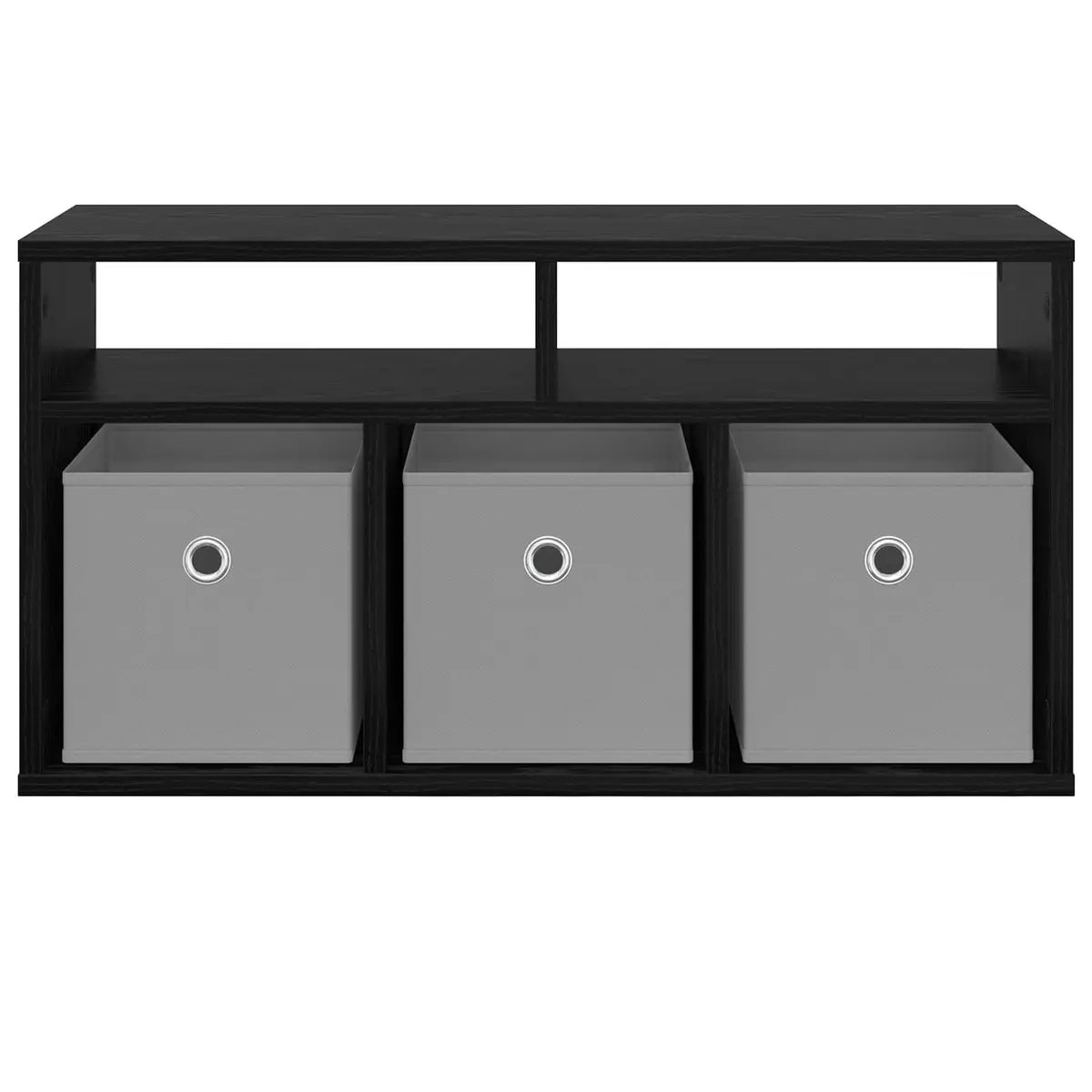 Lowboard TV Unit Modern Black Oak Storage Furniture 72 x 22.5 x 38 cm