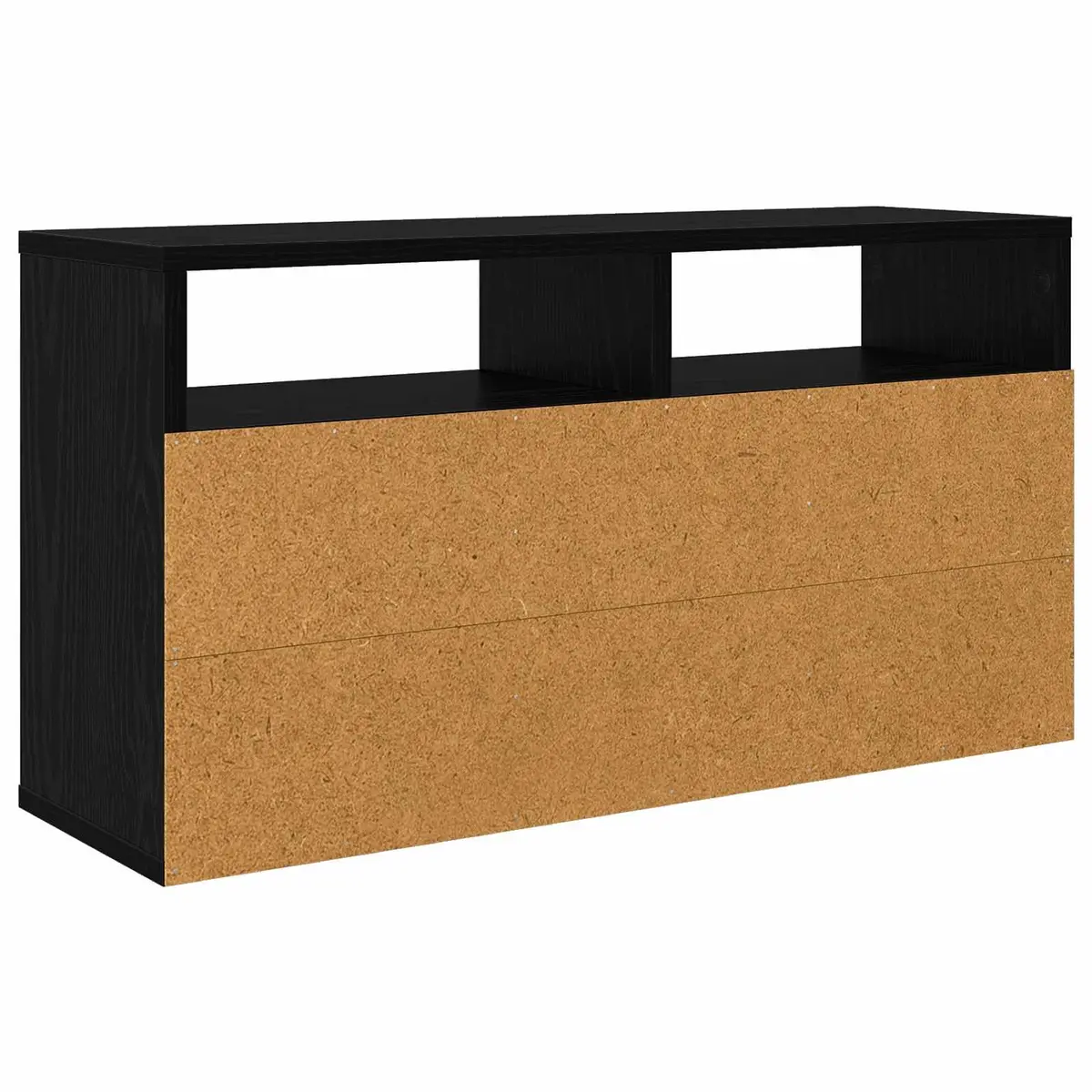 Lowboard TV Unit Modern Black Oak Storage Furniture 72 x 22.5 x 38 cm