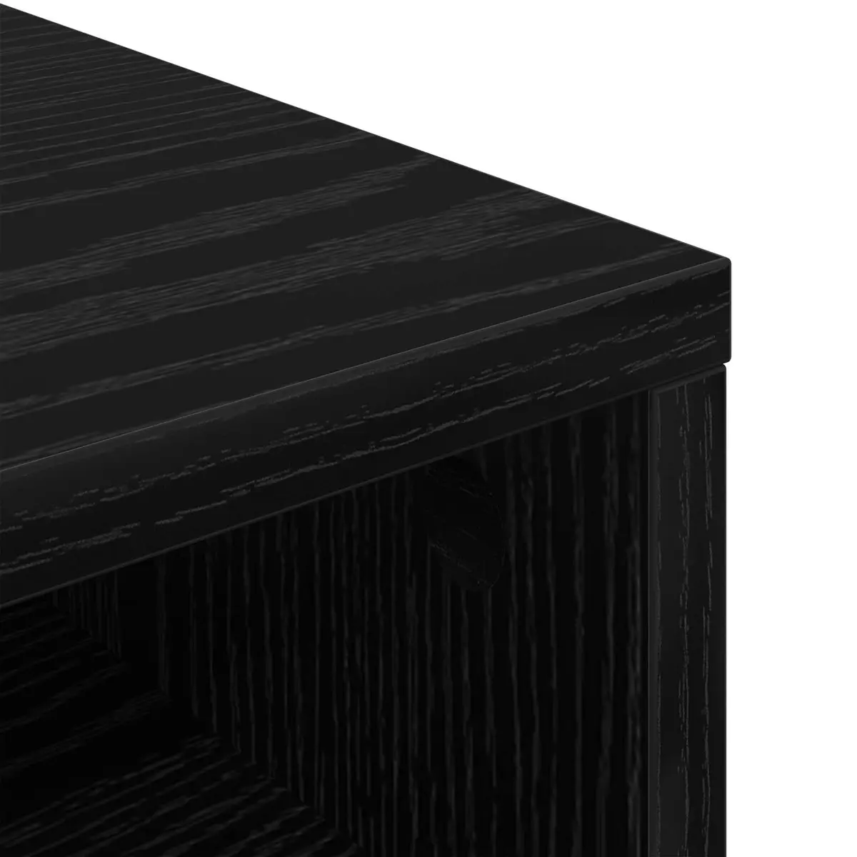 Lowboard TV Unit Modern Black Oak Storage Furniture 72 x 22.5 x 38 cm