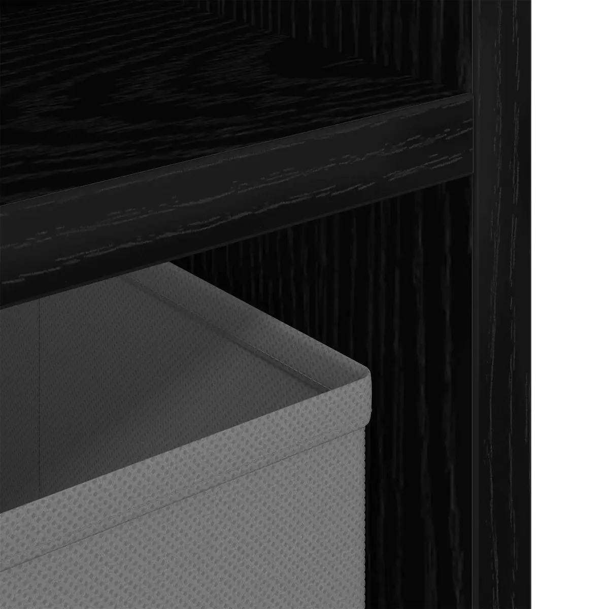 Lowboard TV Unit Modern Black Oak Storage Furniture 72 x 22.5 x 38 cm