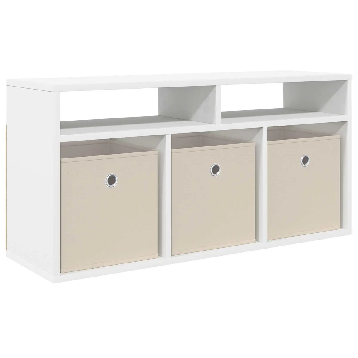 White Lowboard TV Unit Modern Living Room Storage Organizer 87 x 27.5 x 43 cm