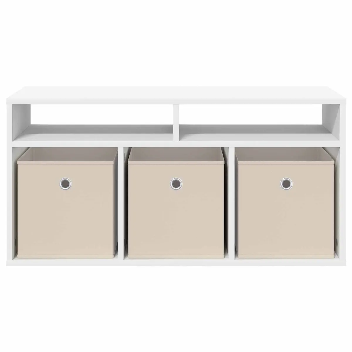 White Lowboard TV Unit Modern Living Room Storage Organizer 87 x 27.5 x 43 cm