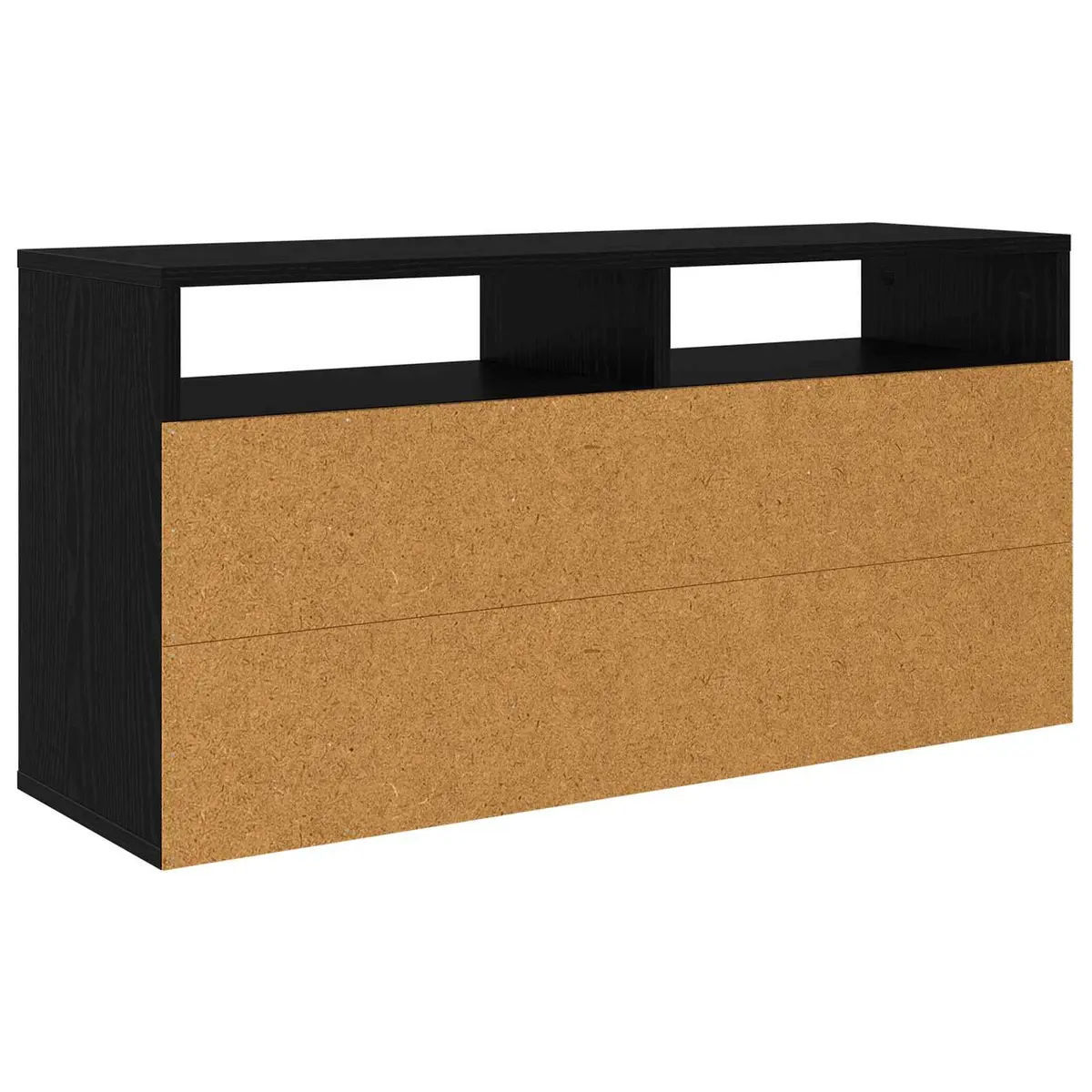 Modern Lowboard TV Unit with Drawer Black Oak Living Room Storage Cabinet 87cm