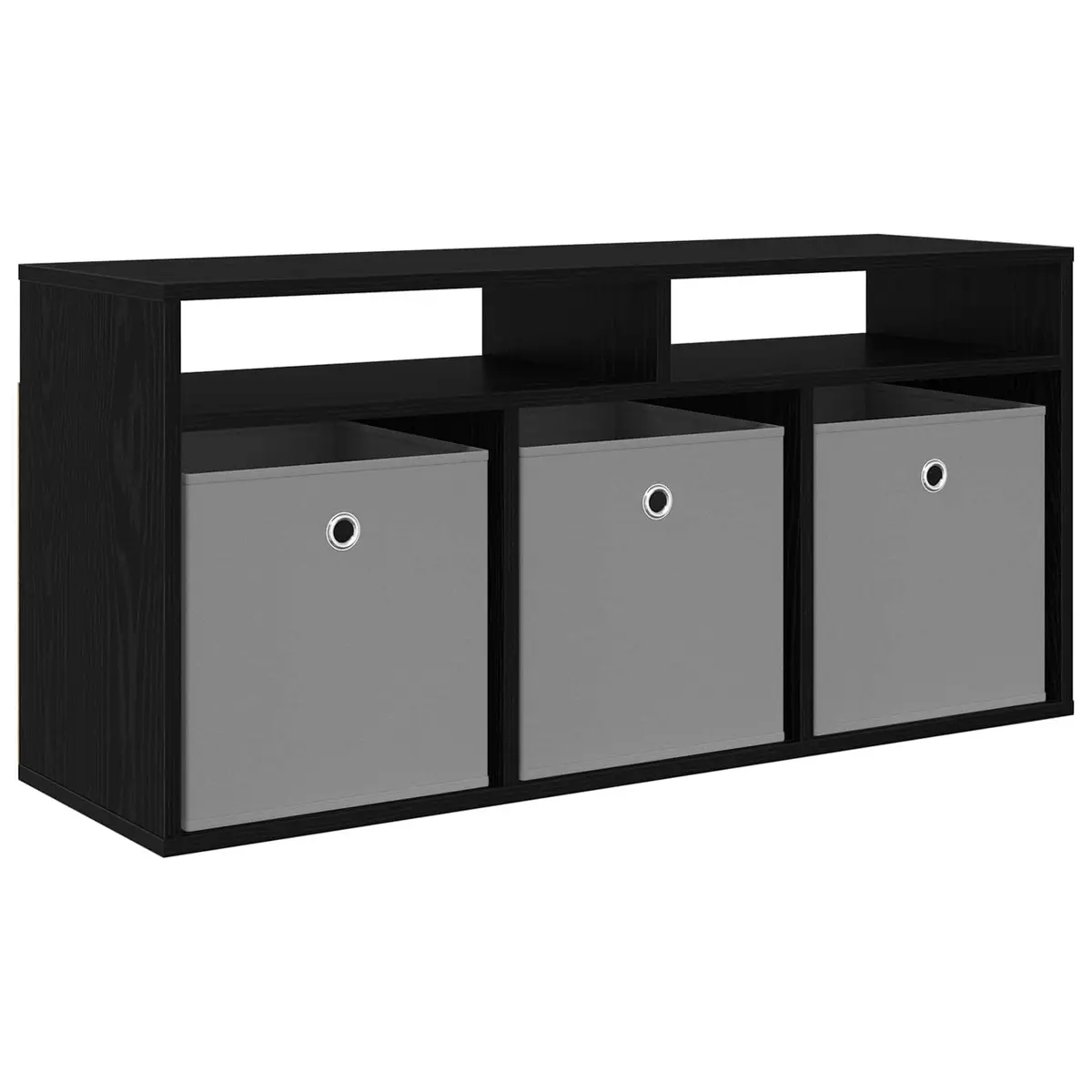 TV Lowboard Black Oak Modern Storage Unit 102x32x48.5cm