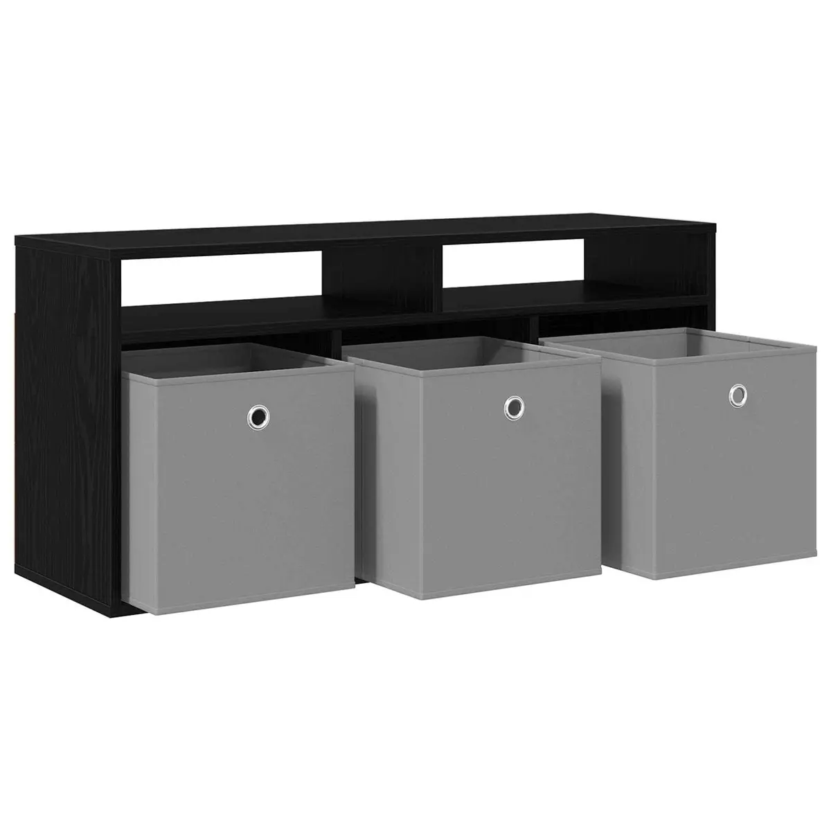 TV Lowboard Black Oak Modern Storage Unit 102x32x48.5cm