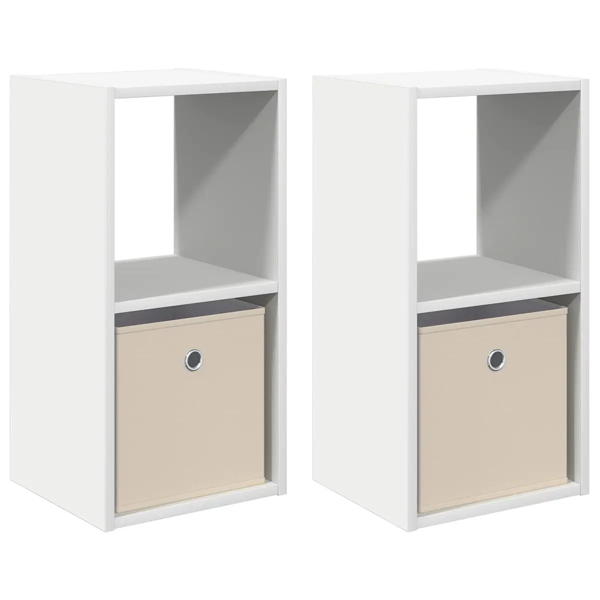 Bedside Table White 2 pcs 30.5 x 27 x 59.5 cm with Drawers Recessed Handles