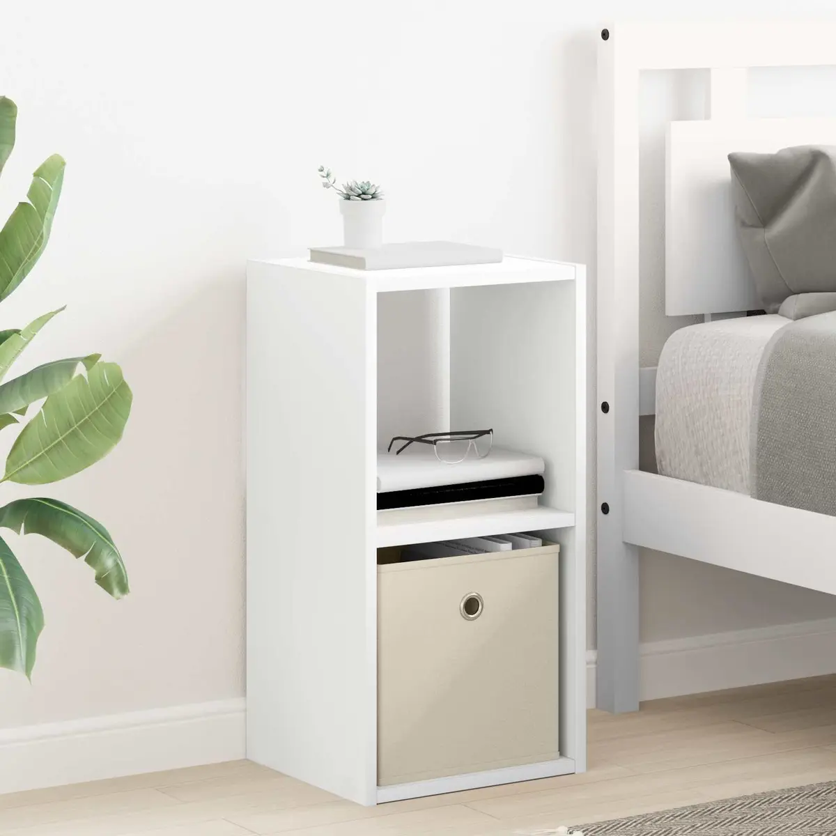 Bedside Table White 2 pcs 30.5 x 27 x 59.5 cm with Drawers Recessed Handles