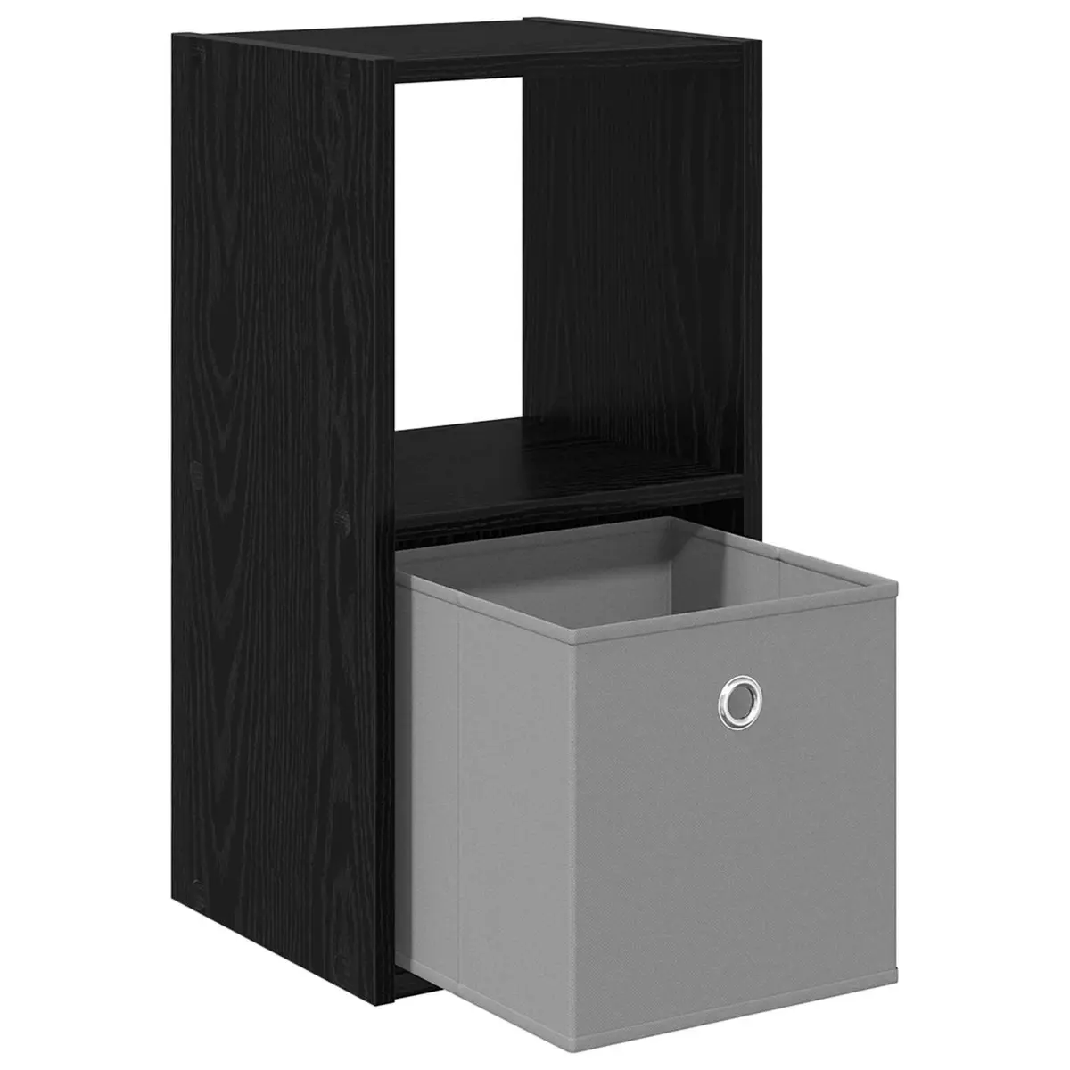 Bedside Table Black Modern Storage Nightstand 30.5 x 27 x 59.5 cm 2 Piece