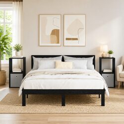Add Functional Style with Black Bedside Tables - Set of 2