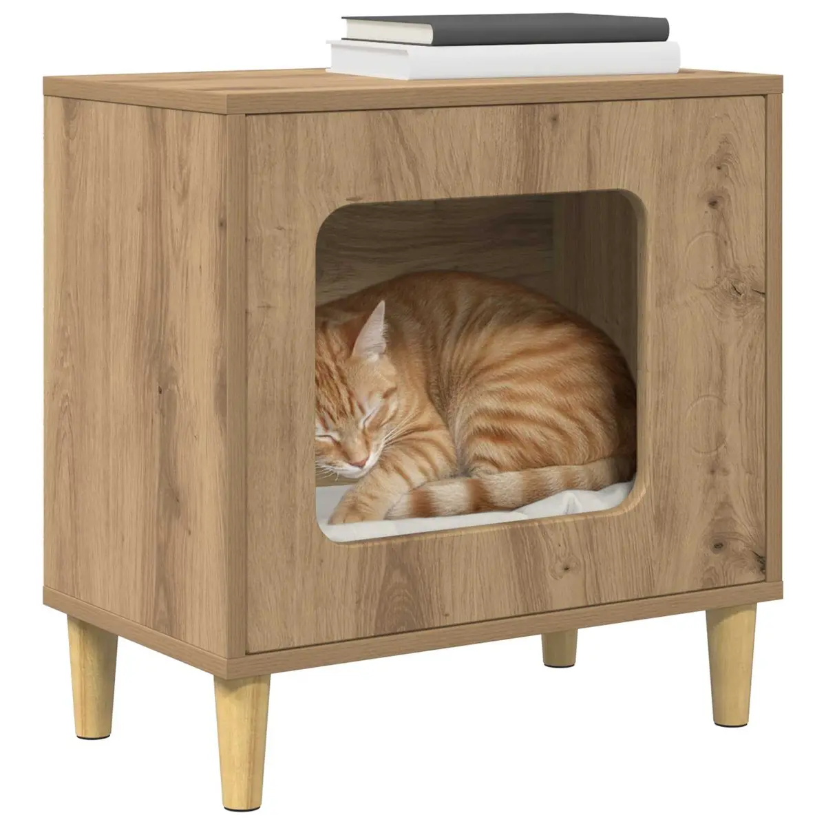 Cat House Modern Design Brown Engineered Wood Furniture Pet Retreat Hideaway