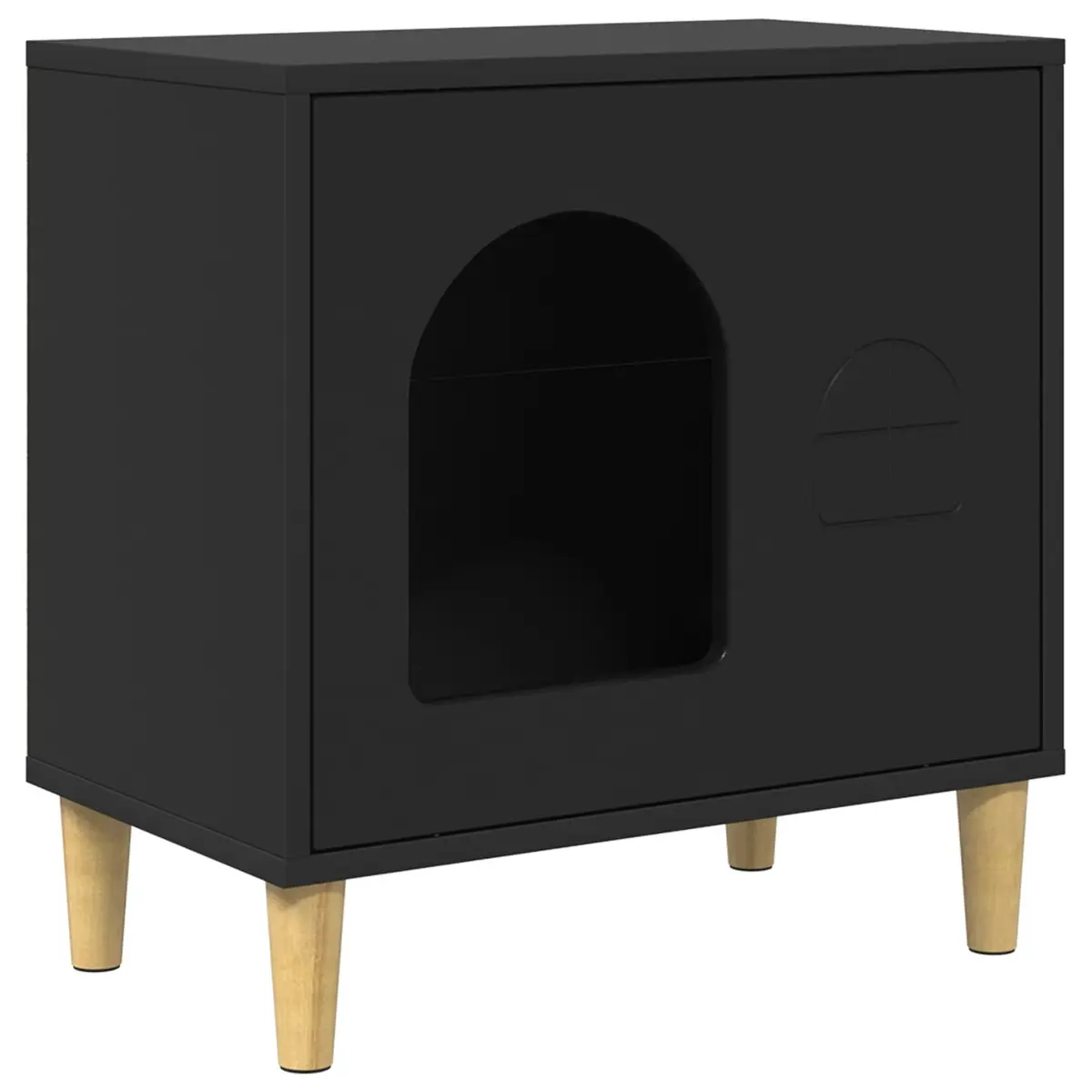 Cat House Modern Indoor Pet Furniture Engineered Wood Black 51 x 30 x 52 cm