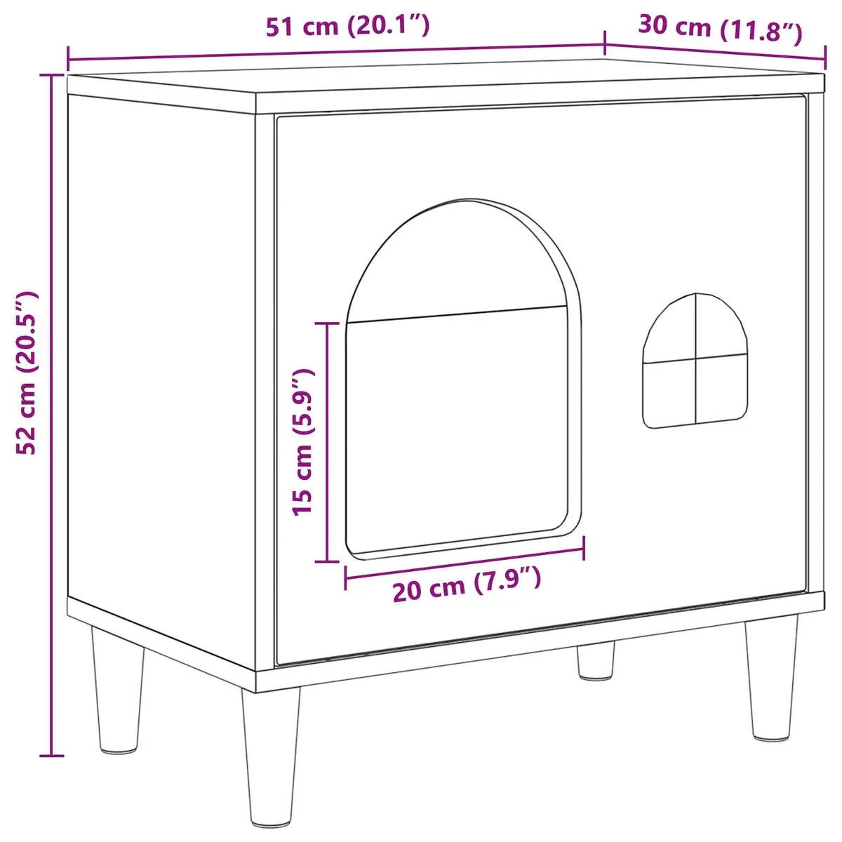 Cat House Modern Indoor Pet Furniture Engineered Wood Black 51 x 30 x 52 cm