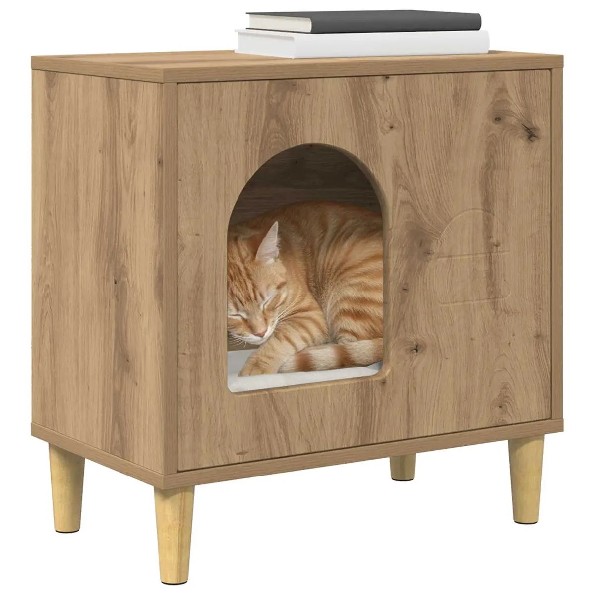 Cat House Modern Indoor Pet Furniture Brown Engineered Wood 51 x 30 x 52 cm