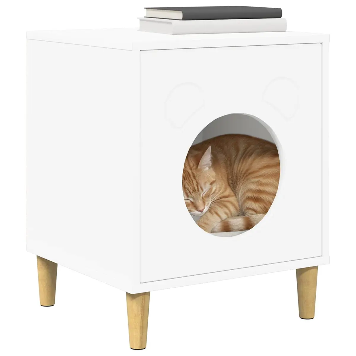 Cat House Indoor Modern Rectangular Engineered Wood Pet Furniture White 42.5 x 40 x 53 cm