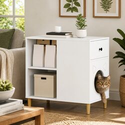 Friendly White Cat House for Indoor Adventures