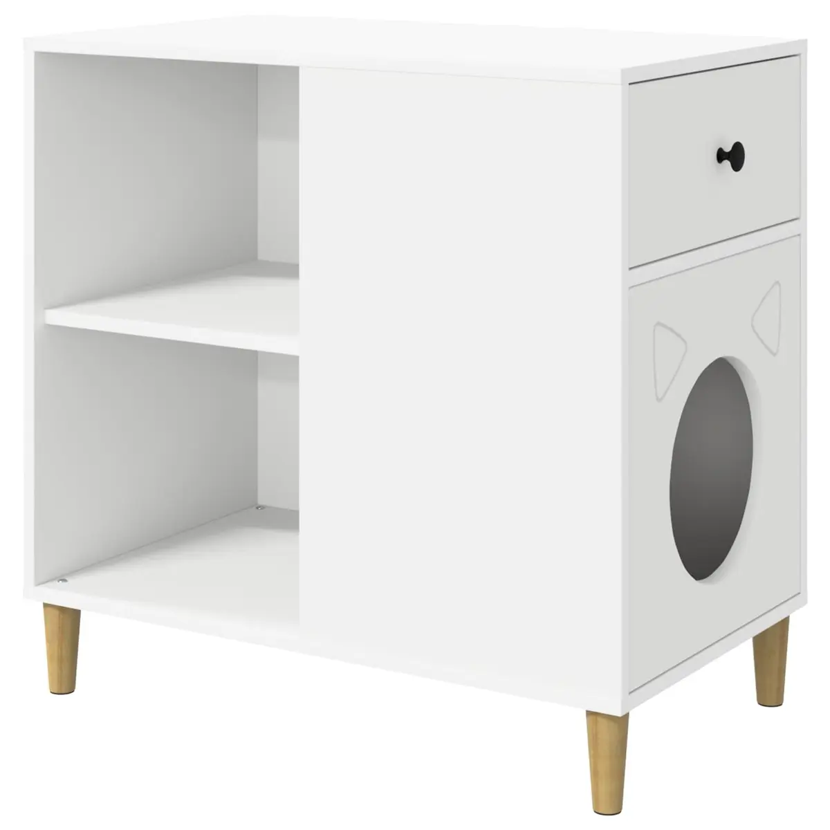 Cat House Modern White Indoor Furniture Engineered Wood Hideaway Shelter